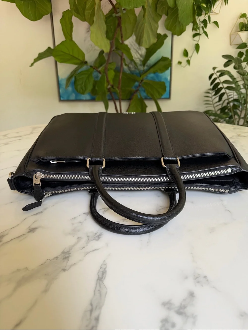 Coach Perry Metropolitan Tote Briefcase Laptop Bag in Black Leather F59141